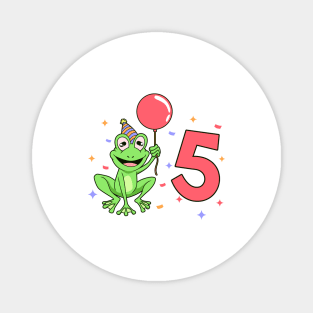 I am 5 with frog - kids birthday 5 years old Magnet